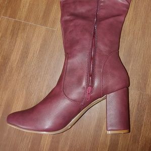 Burgundy knee boots